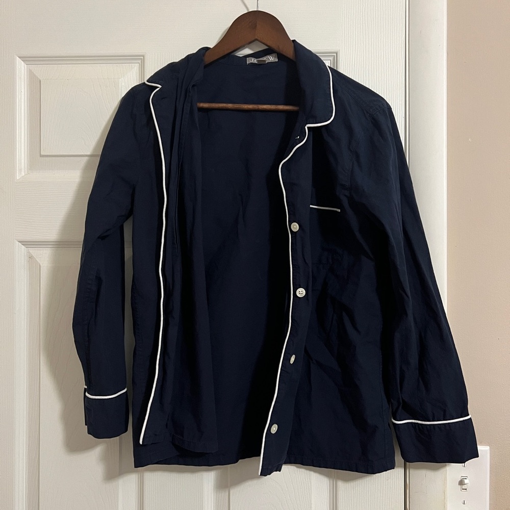 J Crew End on end cotton long sleeve pajama set Navy
